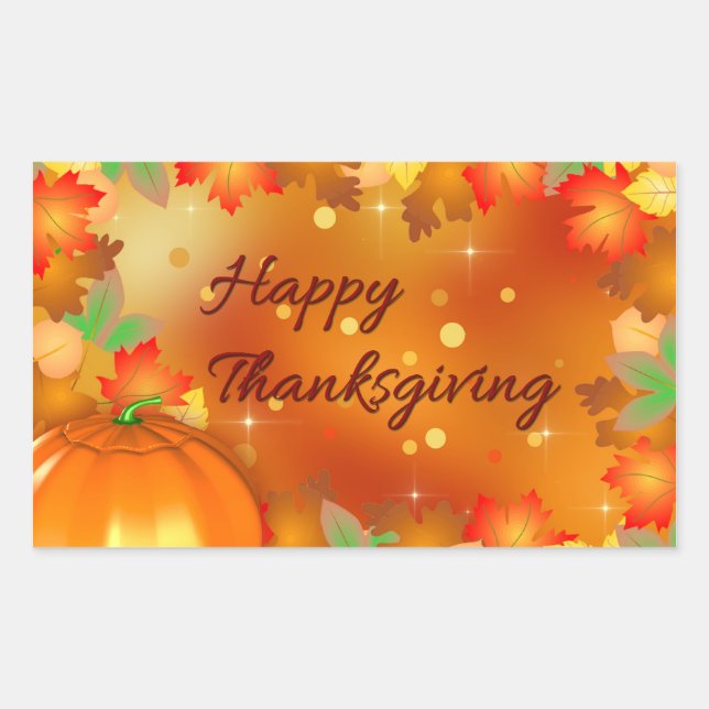 Happy Thanksgiving Colourful Autumn Leaves Sticker (Front)