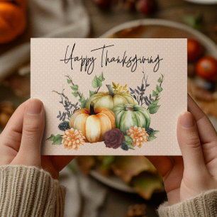 Happy Thanksgiving Colourful Watercolor Pumpkin Postcard