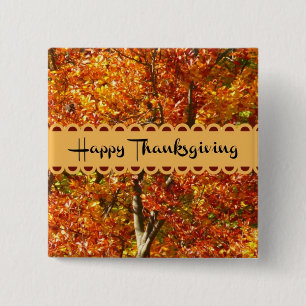 Happy Thanksgiving - Colours of Autumn 2 Inch Square Button