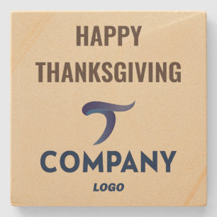 Happy Thanksgiving Company Logo Stone Coaster