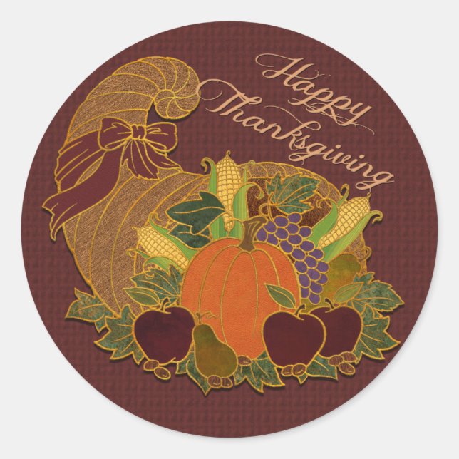 Happy Thanksgiving Cornucopia Stickers (Front)