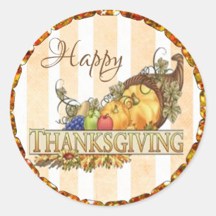 Happy Thanksgiving Cornucopia Stickers