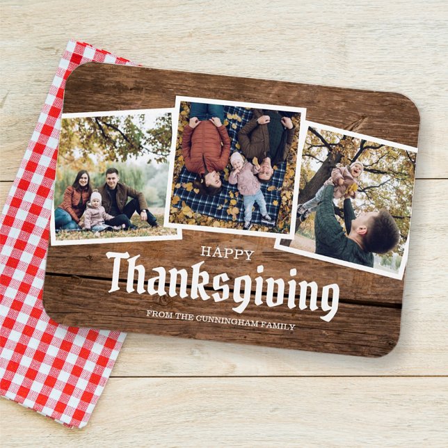 Happy Thanksgiving Country Rustic Family Photo Magnet (Creator Uploaded)