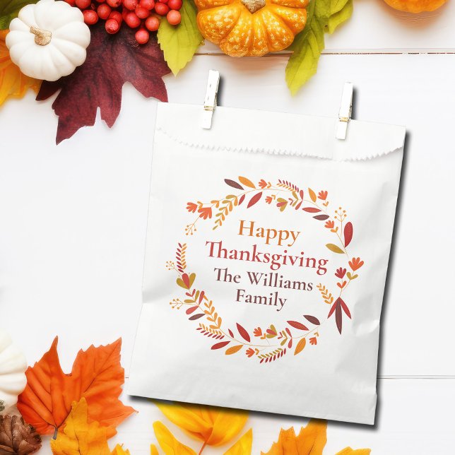 Happy Thanksgiving Custom Autumn Leaf Party Favour Bag (Creator Uploaded)