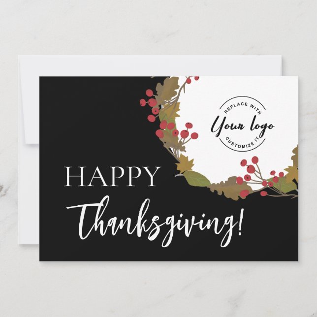 Happy Thanksgiving Custom business logo  Holiday Card (Front)