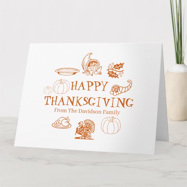Happy Thanksgiving custom family name Card (Front)
