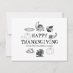 Happy Thanksgiving custom family name Holiday card