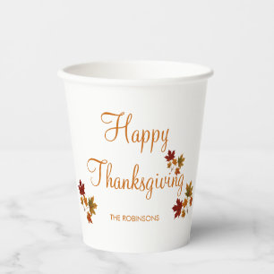 Happy Thanksgiving Custom Family Name  Paper Cups