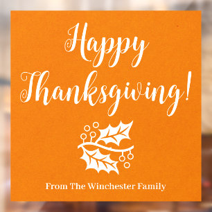 Happy Thanksgiving custom script and photo image Window Cling