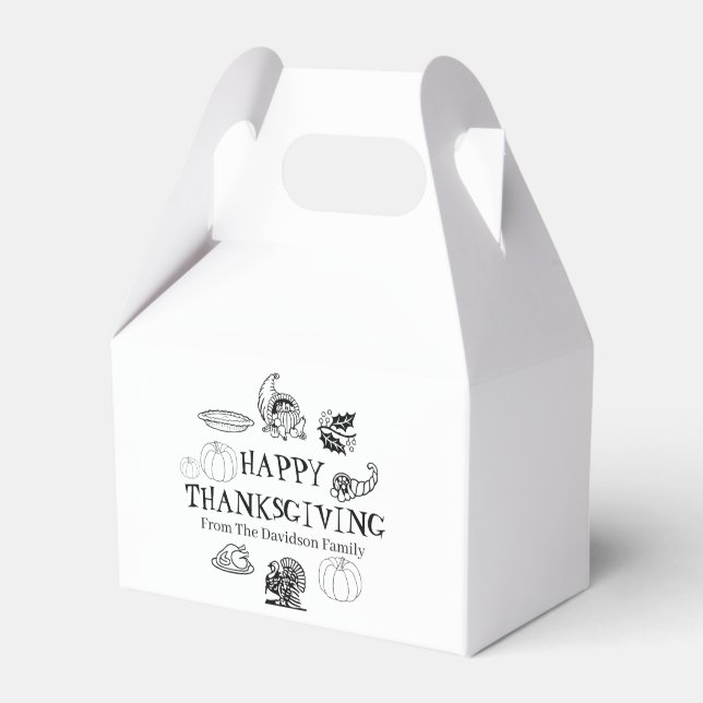 Happy Thanksgiving, customize family name cute Favor Box (Front Side)