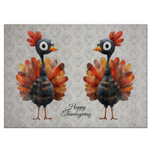 Happy Thanksgiving Cute Colourful Baby Turkey Cutting Board