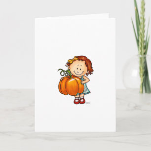 Happy Thanksgiving - Cute Girl with a Huge Pumpkin Holiday Card