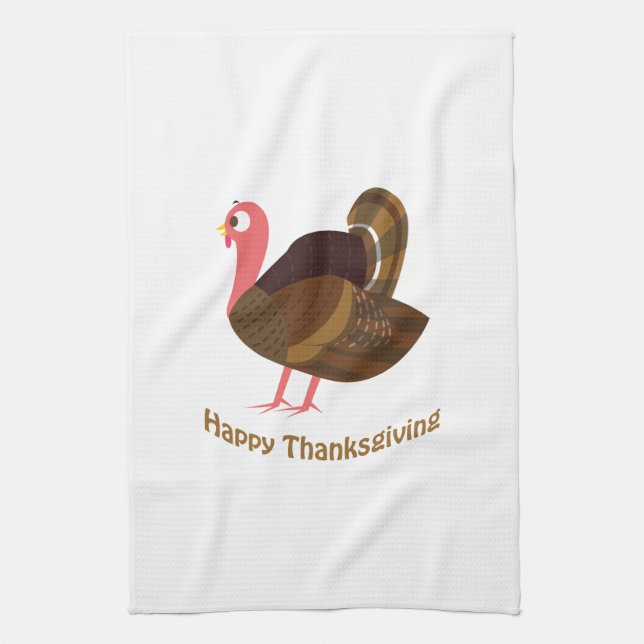 Happy Thanksgiving! Cute Turkey Kitchen Towel (Vertical)