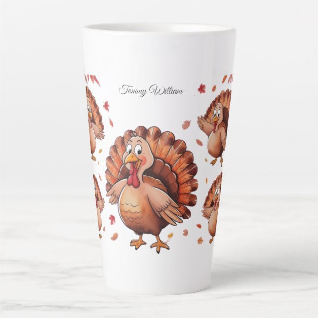 Happy Thanksgiving Cute Turkey  Latte Mug (Front)