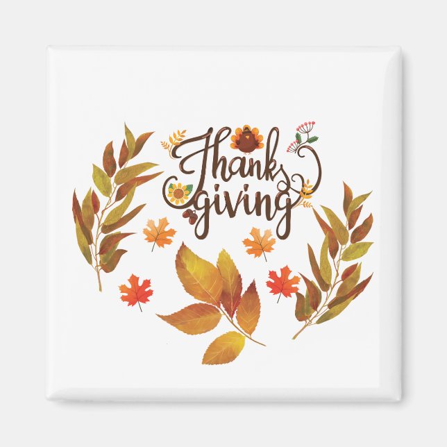 Happy Thanksgiving Cute Turkey Magnet (Front)