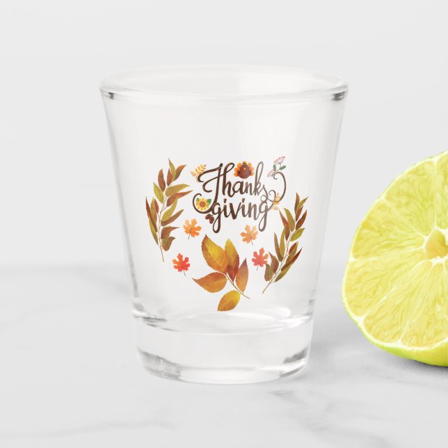 Happy Thanksgiving Cute Turkey Shot Glass (Front)