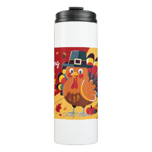 Happy Thanksgiving Cute Turkey Thermal Tumbler