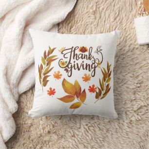 Happy Thanksgiving Cute Turkey Throw Pillow