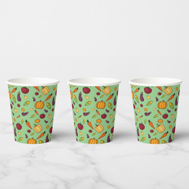 Happy thanksgiving cute vegetables pattern green paper cups (Multi)