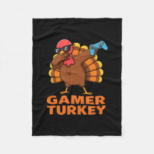 Happy Thanksgiving Dabbing Gamer Turkey Fleece Blanket