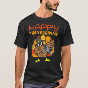 Happy Thanksgiving Dabbing Gamer Turkey Kids Boys T-Shirt