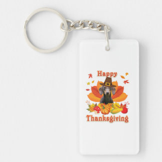 Happy Thanksgiving Dachshund Dog Owner Pet Lover Keychain