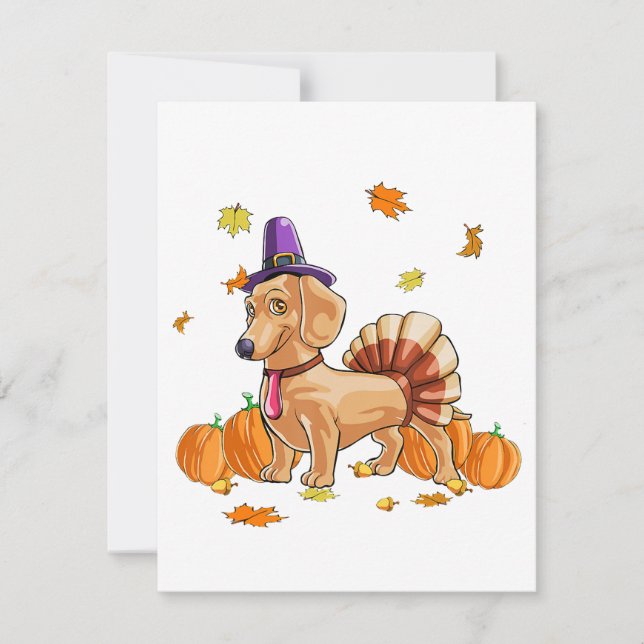 Happy Thanksgiving Dachshund Turkey Costume T  Fun Invitation (Front)