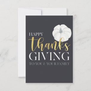 "Happy Thanksgiving" darkblue silvergrey Thank You Card