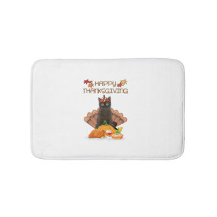 Happy Thanksgiving Day Burmese Cat Gift Funny Turk Bath Mat