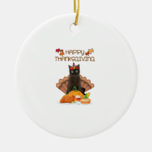 Happy Thanksgiving Day Burmese Cat Gift Funny Turk Ceramic Ornament