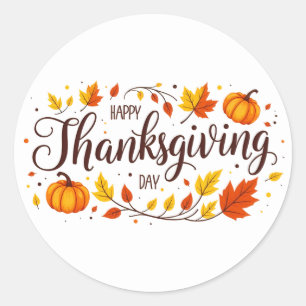 Happy Thanksgiving Day Circle Sticker 