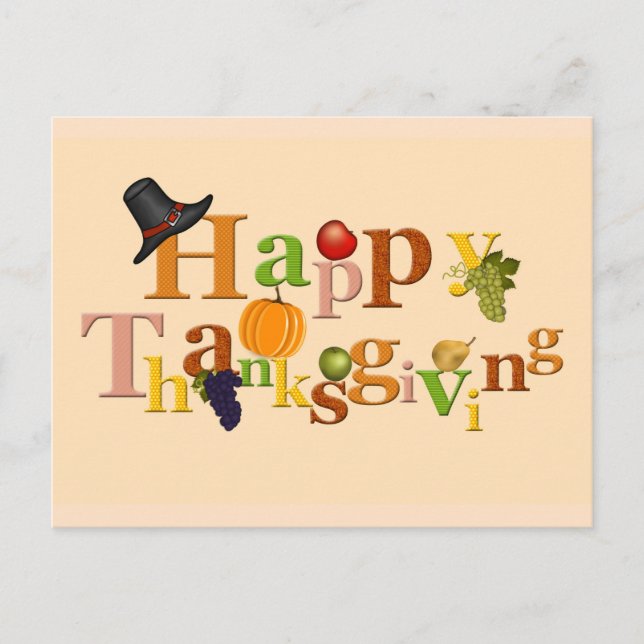 Happy Thanksgiving Day Design Postcard (Front)