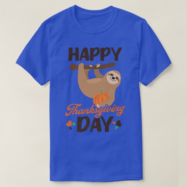 Happy Thanksgiving Day Design Thanksgiving Sloth P T-Shirt (Design Front)