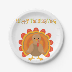 Happy Thanksgiving Day Dinner Paper Plate