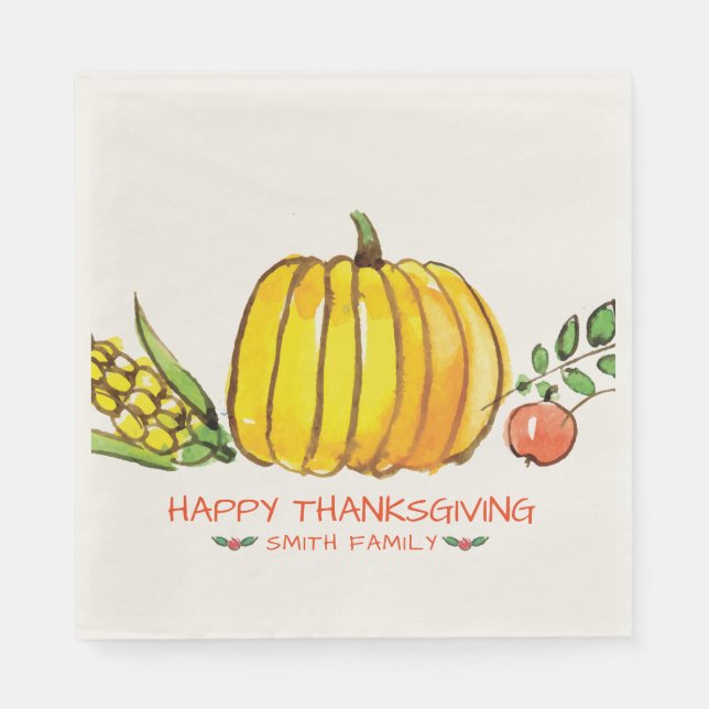 Happy Thanksgiving Day Family Dinner Celebration Napkin (Front)