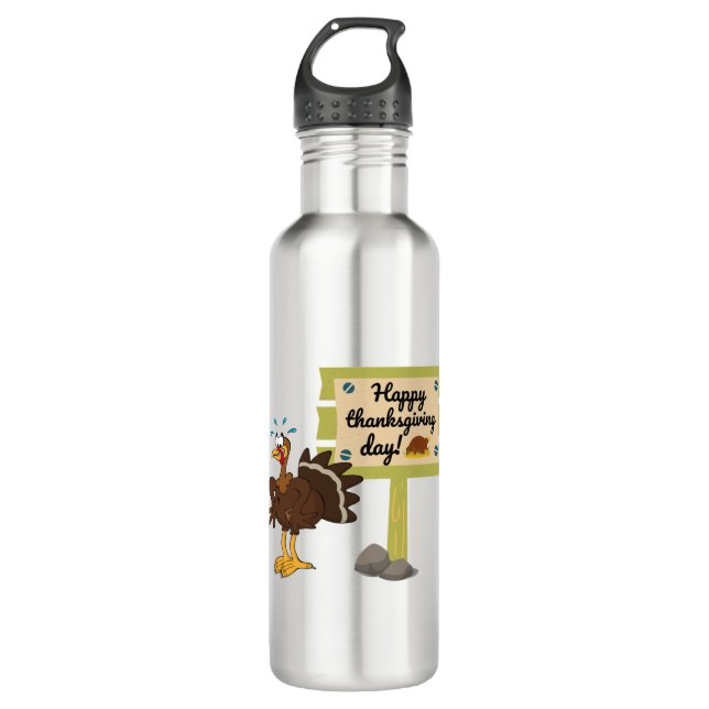 Happy Thanksgiving Day Funny 710 Ml Water Bottle (Front)