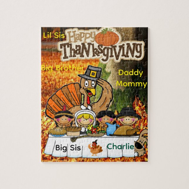 Happy Thanksgiving Day Jigsaw Family Grateful Jigsaw Puzzle (Vertical)