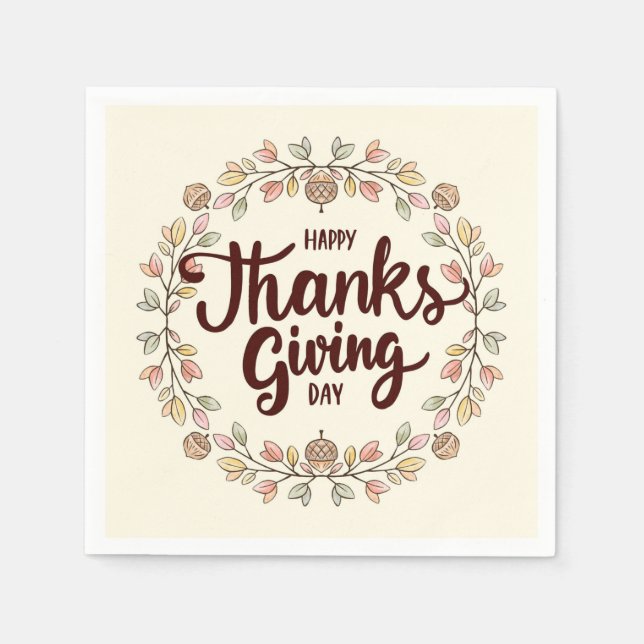 Happy Thanksgiving Day Napkin (Front)
