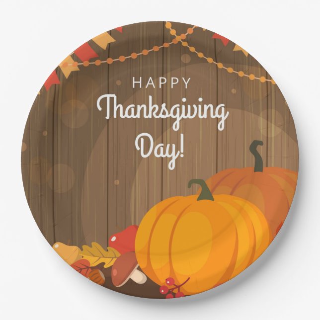 Happy Thanksgiving Day Paper Plate (Front)