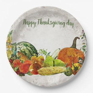 Happy Thanksgiving day Paper Plate