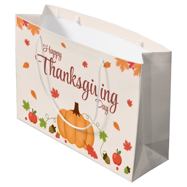 Happy Thanksgiving Day party Large Gift Bag (Back Angled)
