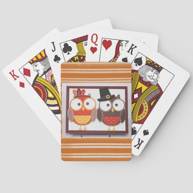 Happy Thanksgiving Day Playing Card Deck, Owl (Back)