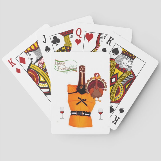 Happy Thanksgiving Day Playing Card Deck, Wine (Back)