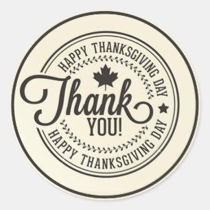 Happy Thanksgiving Day Thank You Classic Round Sticker