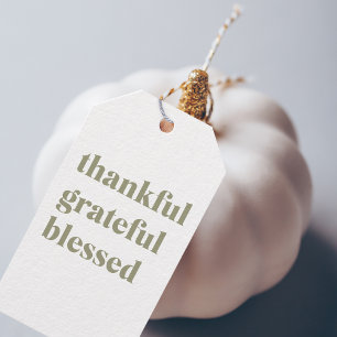 Happy Thanksgiving Day Thankful Grateful Blessed Gift Tags