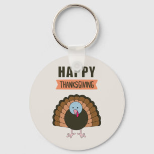 Happy Thanksgiving Day Turkey Grateful Holiday Keychain