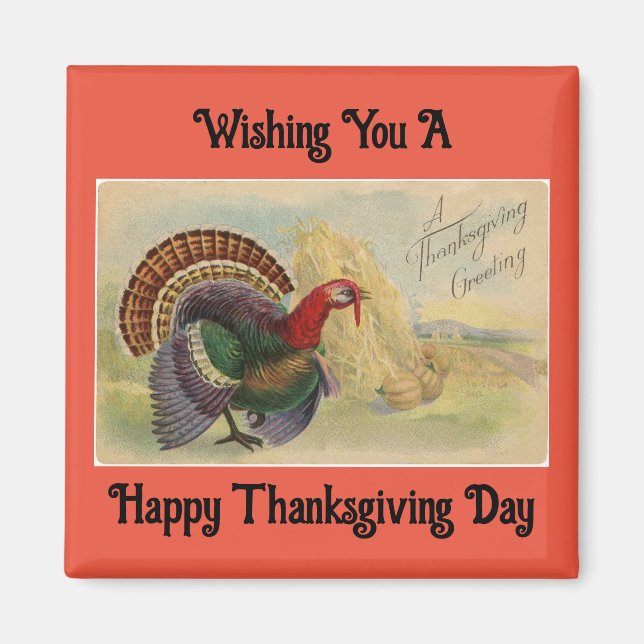 Happy Thanksgiving Day Turkey Magnet (Front)
