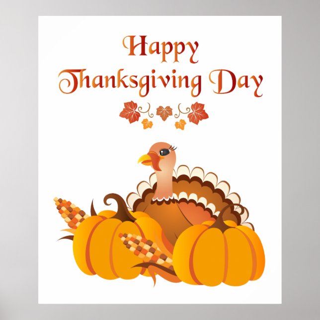 Happy Thanksgiving Day Turkey Poster (Front)