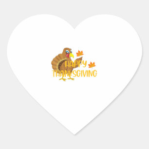 Happy Thanksgiving Day Turkey Thankful Men Women B Heart Sticker