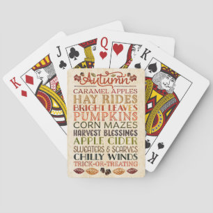 Happy Thanksgiving Descriptive words Autumn Playing Cards